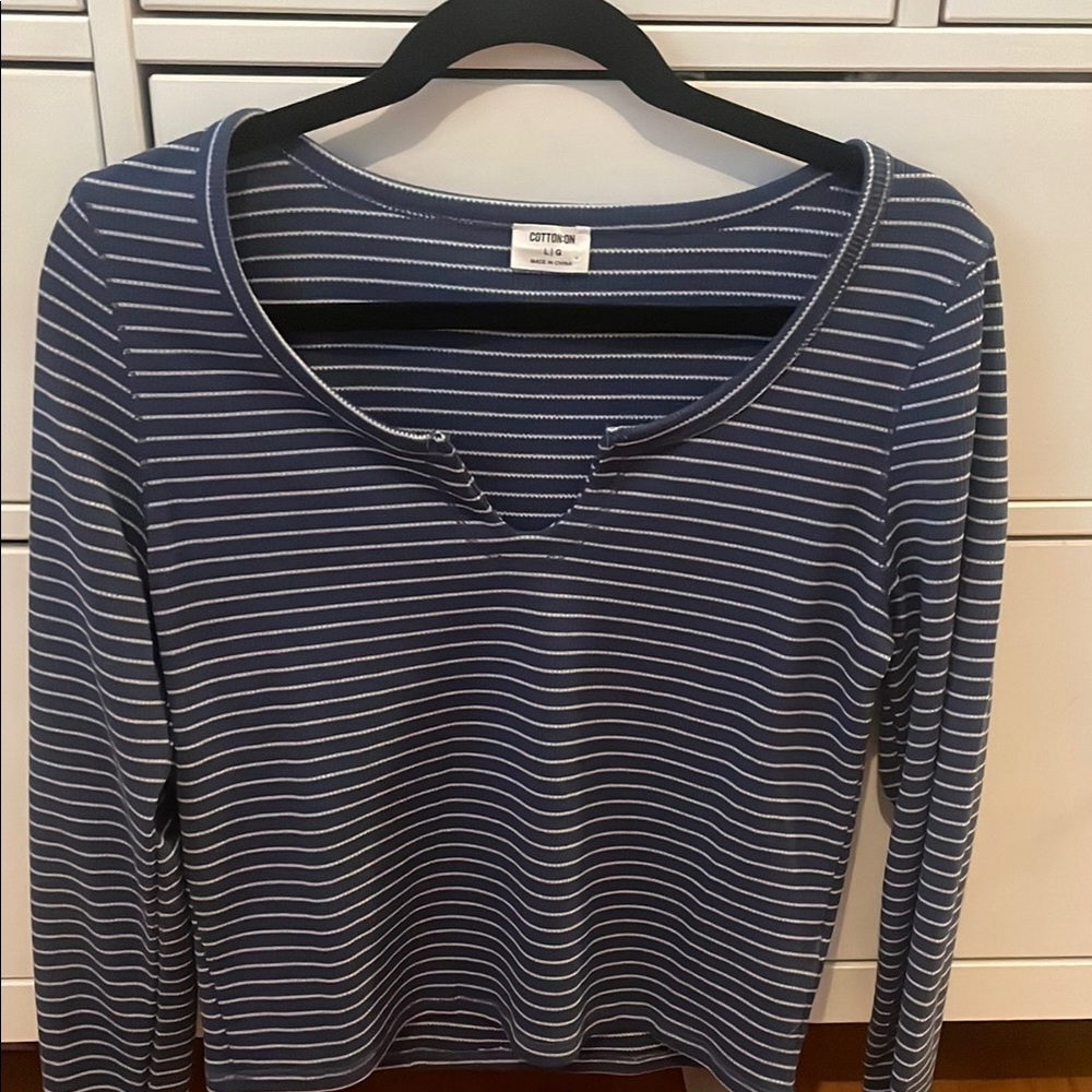Cotton On Navy Striped Long Sleeve Tee